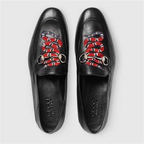 gucci loafers snake print black|Gucci slip on loafers.